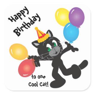 Happy Birthday Party Cool Cat Stickers
