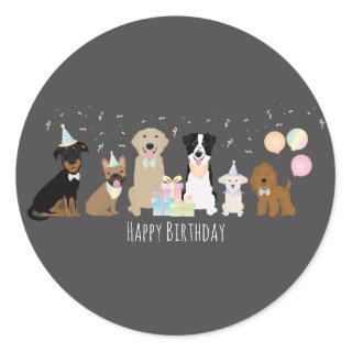 Happy Birthday Party Dogs Classic Round Sticker