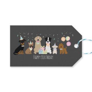 Happy Birthday Party Dogs Gift Tags