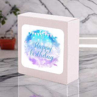 Happy Birthday Party Pastel Colors Stars Banners  Square Sticker