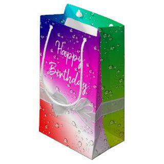 Happy Birthday Rainbow Bubbles  Small Gift Bag