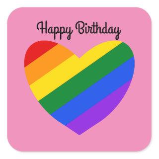 Happy Birthday Rainbow Heart #1 Stickers