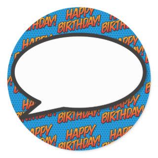 Happy Birthday Speech Bubble Fun Retro Comic Book Classic Round Sticker