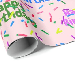 Happy Birthday Sprinkles On Pink