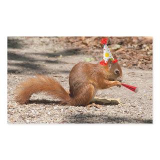 Happy Birthday Squirrel Rectangular Sticker