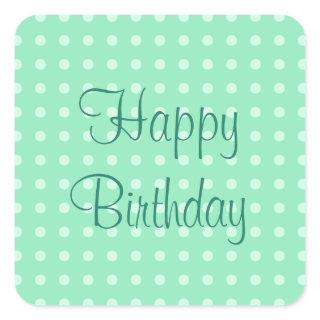 Happy Birthday Text Mint Green Template Rustic Square Sticker
