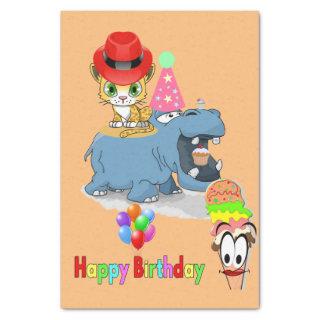 Happy Birthday Tissue Paper Hippopotamus