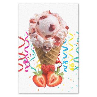 Happy Birthday Tissue Paper Strawberry Ice Cream