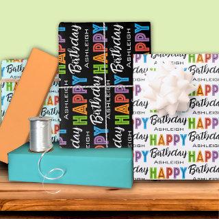 Happy Birthday Typography Custom Name  Sheets