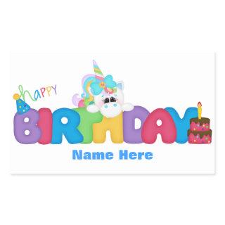 Happy Birthday Unicorn (personalized) Rectangular Sticker
