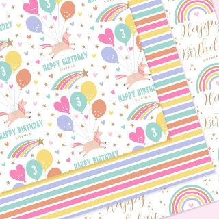 Happy Birthday Unicorn Rainbow Any Age Kids Name  Sheets