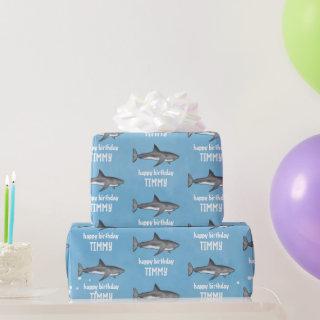 Happy Birthday Whimsical Blue Ocean Sharks Fun