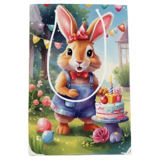 Happy Bunny with Cake |  Medium Gift Bag
