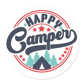 Happy Camper Classic Round Sticker