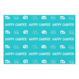 Happy Camper Retro RV in Aqua, Navy and Pink   Sheets