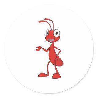 Happy Cartoon Ant Classic Round Sticker