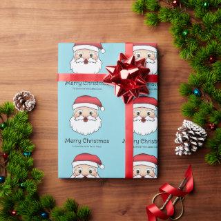 Happy Cartoon Santa Claus Head On Blue And Text