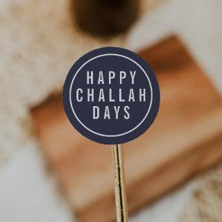 Happy Challah Days Funny Blue & White Holiday Classic Round Sticker