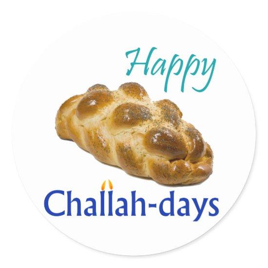 Happy Challah-days Round Stickers