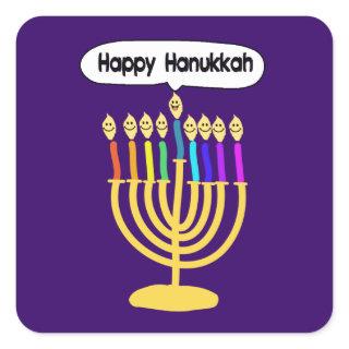 Happy Channukah Menora / Chanukia Square Sticker
