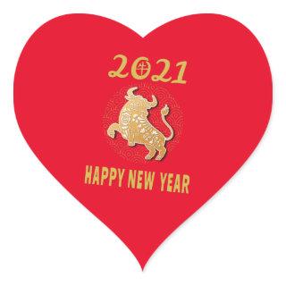 Happy Chinese New Year 2021 Heart Sticker