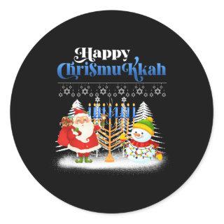 Happy Chrismukkah Jewish Christmas Hanukkah Classic Round Sticker
