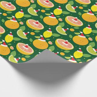 Happy Citrus Santa Hat Pattern Lemon Orange Lime