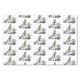 Happy cute robots trio cartoon tissue paper