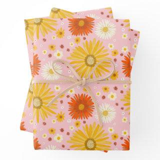 Happy Daisies Colorful 1970s Retro Pattern  Sheets