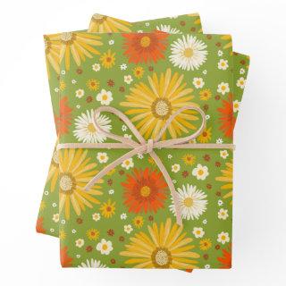 Happy Daisies Retro 70s Colorful Pattern  Sheets