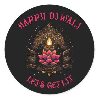 Happy Diwali Let's Get Lit Festival of Lights Classic Round Sticker