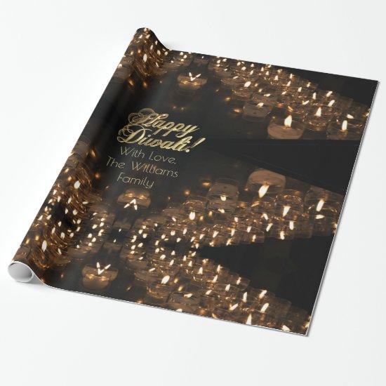 Happy Diwali Lights Faux Gold Foil Script