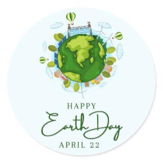 Happy Earth Day Classic Round Sticker