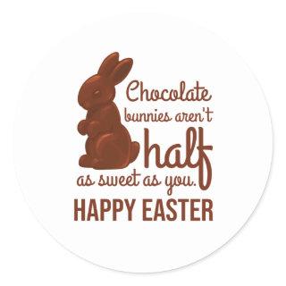 HAPPY EASTER - Chocolate Bunnies Classic Round Sticker