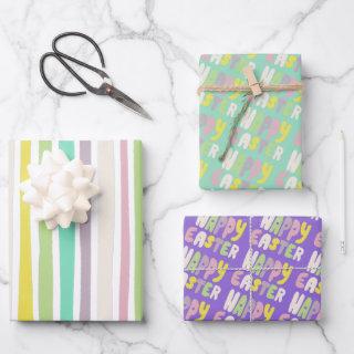 Happy Easter Colorful Modern Stripes Pastel Gift  Sheets