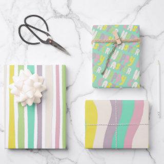 Happy Easter Colorful Modern Stripes Pastel  Sheets