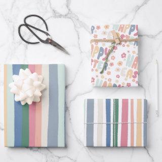 Happy Easter Colorful Modern Stripes Pink Blue  Sheets