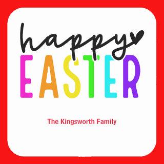 Happy Easter colorful personalized Square Sticker