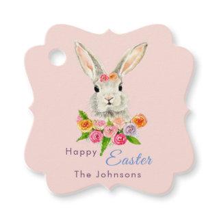 Happy Easter cute Bunny pink Favor Tags