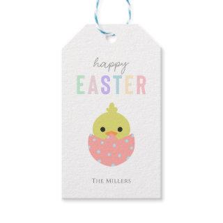 Happy Easter Cute Chick Peep Pastel Typography  Gift Tags