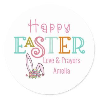 Happy Easter Eggs and Bunny Ears Colorful Classic Round Sticker