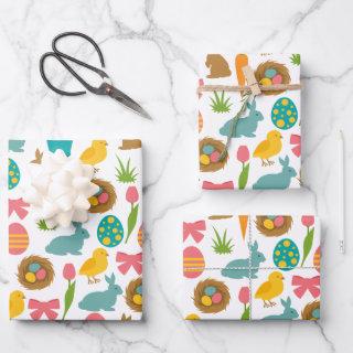 Happy Easter Eggs Bunny Chicks Patten   Sheets