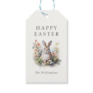 Happy Easter Modern Elegant Watercolor Bunny Gift Tags