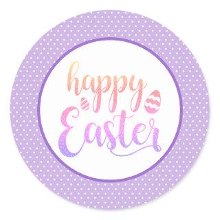 Happy Easter Purple Easter Egg Party Classic Round Sticker