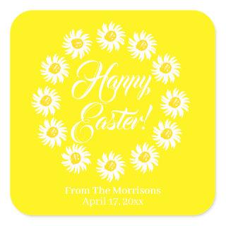 Happy Easter yellow daisy custom cheerful cute Square Sticker
