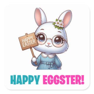 Happy Eggster - Funny Flowers Square Sticker