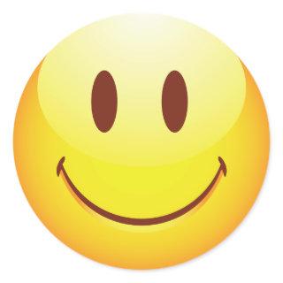 Happy Emoticon Classic Round Sticker