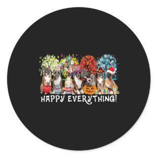 Happy Everything Boxer Dog Seasons All Year Tree L Classic Round Sticker