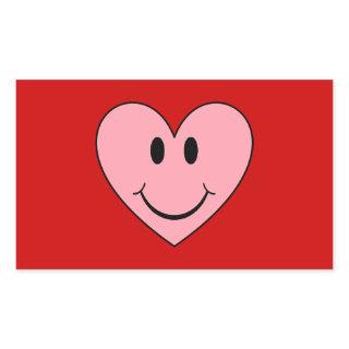 Happy Face Heart Rectangular Sticker