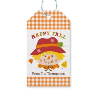 Happy Fall Scarecrow Boy Personalized Gift Tag